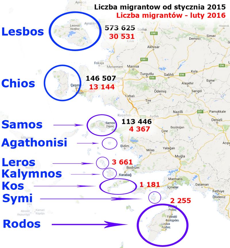 Mapa Grecji-uchodźcy